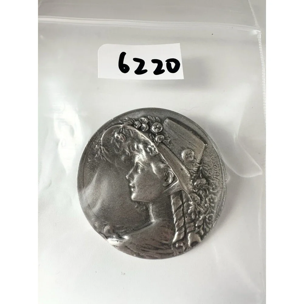 Vintage Amanda Bargas Art Nouveau Silver Tone Pin Pendant